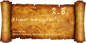 Kluger Beriszló névjegykártya